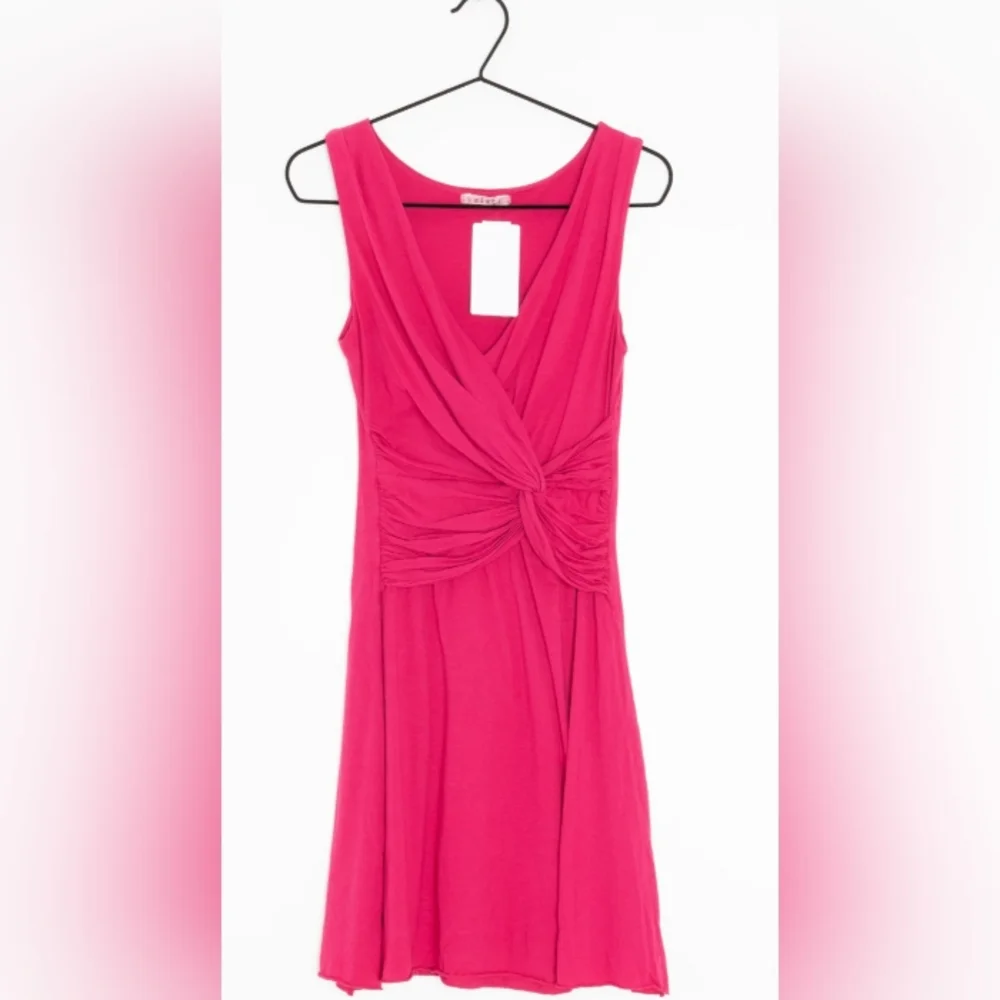 Anthropologie Dress Jersey Knit Top Knot Waist hot pink Velvet Graham Spencer S - Picture 1 of 6